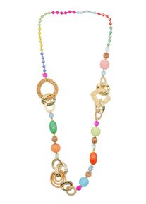 Damen Lange Kette "Tropicana", gold, Basic, Collezione Alessandro, Metall, Halsketten, farbenfrohe Statementkette