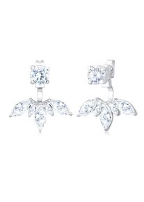 Elli Damen Paar Ohrhänger "Floral Ear Jackets Zirkonia Weiß 925 Sterling Silber", OneSize,mit Steinen, Silber 925 (Sterlingsilber), silber, Silber