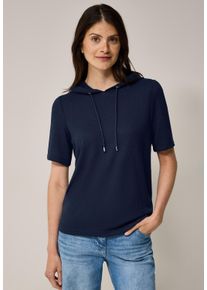 Cecil Damen Kapuzenshirturban navy blau, casual, Gr. XS, unifarben, Stoff, 60% Viskose, 40% Polyester, Shirts, in Unifarbe