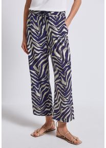 Street One Damen Stoffhose, blau, casual, Gr. 36, bedruckt, Stoff, 100% Viskose, Hosen, Elastikbund mit Tunnelzug