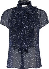 Saint Tropez Damen Rüschenbluse "LiljaSZ Crinkle SS Shirt", blau, feminin, Gr. XS, gemustert, Chiffon, Obermaterial: 100% Polyester, Blusen