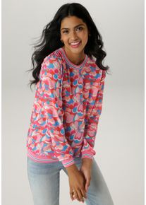 Damen Shirtbluse, pink, casual, Gr. 36, Aniston SELECTED, gemustert, Cru00eape, Obermaterial: 97% Polyester, 3% Elasthan, Blusen, mit sportiven