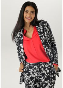 Damen Longblazer, blau, casual, Gr. 42, Aniston SELECTED, geblümt, gemustert, bedruckt, Jersey, Sweatware, Obermaterial: 67% Polyester, 31% Viskose,