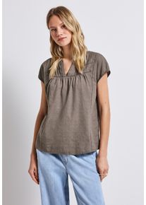 Street One Damen Shirtbluseschwarz tumbled beige, casual, Gr. 36, unifarben, Web, 100% Baumwolle, Blusen, farbig
