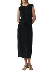 s.Oliver Damen Abendkleid, schwarz, casual, Gr. 44, Strukturmuster, Obermaterial: 100% Polyester, Kleider, mit Plisseefalten