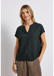 Street One Damen Kurzarmblusepine grove grün, casual, Gr. 46, unifarben, Stoff, 100% Viskose, Blusen, aus softer Viskose