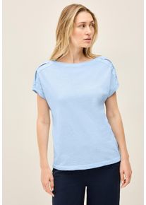 Cecil Damen T-Shirt, blau, casual, Gr. M, unifarben, Web, 100% Baumwolle, Shirts, aus reiner Baumwolle