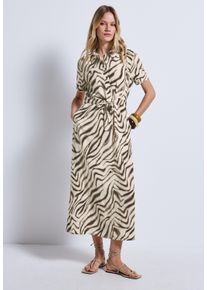 Street One Damen Maxikleidtumbled beige, casual, Gr. 46, bedruckt, Stoff, 100% Viskose, Kleider, mit Knopfleiste
