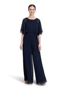 Vera Mont Damen Overall "Vera Mont Jumpsuit mit Bindegürtel", blau, elegant, Gr. 44, Chiffon, Obermaterial: 100% Polyester. Futter: 100% Polyester.,