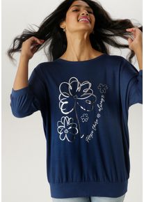 Damen Fledermausshirt, blau, casual, Gr. 44, Aniston SELECTED, bedruckt, Glitzermuster, Single Jersey, Obermaterial: 95% Viskose, 5% Elasthan,