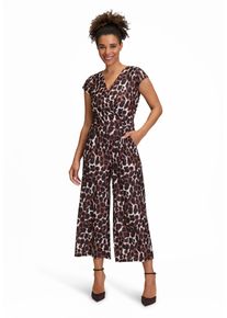 BETTY & CO BETTY & CO Damen Overall "Betty & Co Jumpsuit kurzarm", braun, feminin, Gr. 46, Obermaterial: 95% Polyester, 05% Elasthan., Overalls, Falten