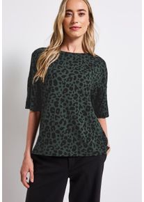 Street One Damen T-Shirt "NEW CRISTA", grün, casual, Gr. 46, animal-print, Jersey, Obermaterial: 95% Viskose, 5% Elasthan, Shirts, im Leo-Look