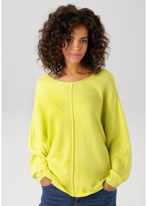 Aniston CASUAL Damen Strickpullover, grün, casual, Gr. 36, unifarben, Strick, Obermaterial: 50% Baumwolle, 50% Polyacryl, Pullover, mit langen