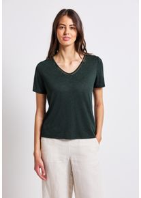 Street One Damen T-Shirtpine grove grün, casual, Gr. 44, unifarben, Stoff, 80% Polyester, 20% Viskose, Shirts, aus elastischem Materialmix