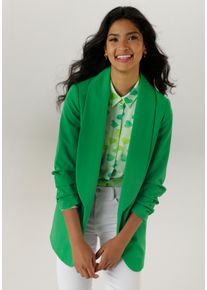 Damen Longblazer, grün, modisch, Gr. 44, Aniston SELECTED, unifarben, Web, Obermaterial: 95% Polyester, 5% Elasthan. Futter: 100% Polyester, Blazer,