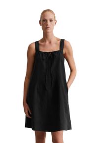 Marc O'Polo MARC O'POLO Damen Midikleid "aus leichter Qualität", schwarz, Gr. 42, unifarben, Obermaterial: 100% Leinen; Futter: 100% Nicht verfügbar, Kleider