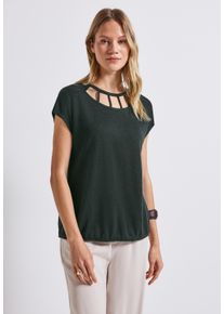Street One Damen T-Shirtpine grove grün, casual, Gr. 36, unifarben, Stoff, 80% Polyester, 20% Viskose, Shirts, aus elastischem Materialmix