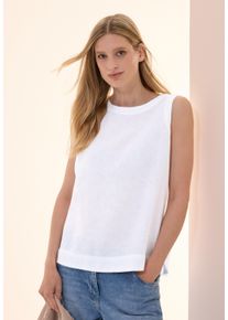 Cecil Damen Blusentop, weiß, casual, Gr. XL, unifarben, Web, Obermaterial: 100% Leinen, Blusen, mit Knopfleiste am Rücken und aus Leinen