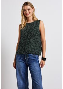 Street One Damen Blusentop, grün, casual, Gr. 42, bedruckt, Web, 100% Baumwolle, Blusen, im Leo Design