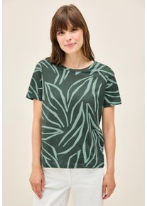 Cecil Damen T-Shirtschwarz balmy khaki, Basic, Gr. L, bedruckt, Web, 100% Baumwolle, Shirts, Feel Good Fit