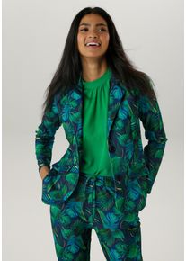 Damen Jerseyblazer, grün, elegant, Gr. 36, Aniston SELECTED, gemustert, bedruckt, Jersey, Obermaterial: 95% Polyester, 5% Elasthan, Blazer, mit
