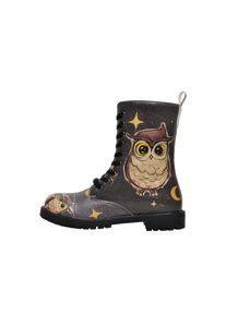 DOGO Damen Schnürboots "Zipsy Owls Family Damen Stiefel / Female", Gr. 38, braun, Lederimitat, Schuhe, Vegan