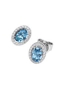 Damen Paar Ohrstecker "Ziersteine, Zirkonia weiß, Silber 925", Silber 925 (Sterlingsilber), blau, Giorgio Martello MILANO, Silber 925