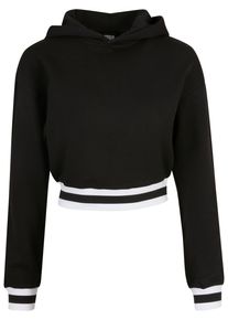 Urban Classics Damen Kapuzenpullover "Urban Classics Damen Ladies Short College Hoody", schwarz, casual, Gr. 4XL, gestreift, 63% Baumwolle, 37%