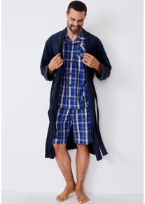 Jockey Herren Bademantel, blau, Gr. XL, unifarben, Baumwoll-Mix, Hausmäntel, mit Eingrifftaschen