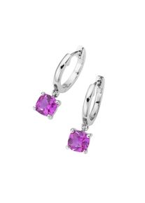 Smart Jewel Damen Paar Creolen "lila Zirkonia o. synth. Korund blau o. fuchsia, Silber 925", Silber 925 (Sterlingsilber), pink, Silber 925