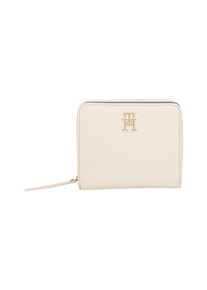 Tommy Hilfiger Geldbörse "TH LOGOTAPE MED ZA", beige, Lederimitat, elegant,feminin, Kleinlederwaren, Damen Geldbeutel, Portemonnaie, Kartenetui mit