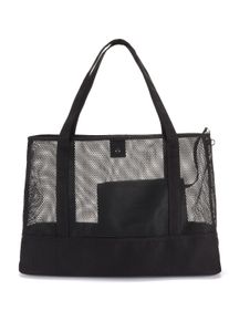 Vivance Damen Shopper "Strandtasche", schwarz, Textil, unifarben, Mesh, transparent, Taschen, Schultertasche,Tragetasche, Sommertasche,Netzoptik,