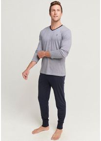 Jockey Herren Pyjama "Night & Day", Gr. XXXL, blau, Single Jersey, Obermaterial: 50% Baumwolle, 50% Modal, gestreift, unifarben, casual,