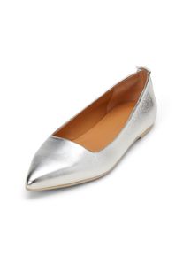 Marc O'Polo MARC O'POLO Damen Ballerina "aus edlem Lammleder", Gr. 42, silber, Obermaterial: 100% Leder, unifarben, Schuhe