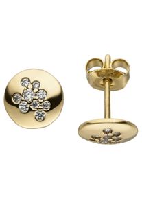 Jobo Damen Paar Ohrstecker, Gelbgold 333, gold, Gelbgold 333, Ohrringe, 333 Gold mit 28 Zirkonia