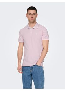 Only & Sons ONLY & SONS Herren Poloshirt "ONSFLETCHER SLIM SS POLO NOOS"zephyr detail:melange, modisch, Gr. XXL, unifarben mit Farbeinsatz, Piquu00e9,