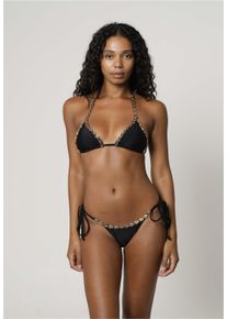 MODA MINX Damen Triangel-Bikini-Top "Gold Shells Trim Edge Triangle Top", schwarz, feminin, Gr. XS, unifarben, 82% Polyamid, 18% Elasthan,