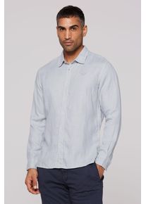 CMPD Herren Langarmhemdsmokey mint, casual, Gr. S, bestickt, Material: 100% Leinen, Hemden, aus Leinen