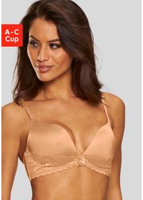 Lascana Damen Push-up-BH, Gr. 70, braun, Microtouch, Obermaterial: 60% Polyamid, 35% Polyester, 5% Elasthan, elegant, BHs, ohne Bügel, mit extra