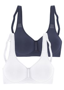 Petite Fleur Damen T-Shirt-BH, Gr. 80, blau, Jersey, Obermaterial: 95% Baumwolle, 5% Elasthan, Basic, BHs, ohne Bügel aus Baumwolle