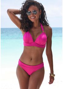 Lascana Damen Triangel-Bikini "Toni", pink, Gr. 36, Microfaser, Recycling-Polyamid, Bikini-Sets, mit goldfarbenen Accessoires