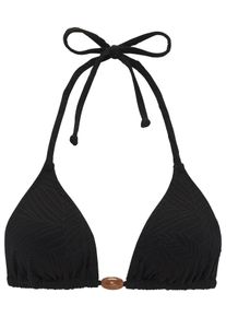 Lascana Damen Triangel-Bikini-Top "Fay", schwarz, Gr. 36, Strukturmuster, Obermaterial: 94% Polyamid, 6% Elasthan. Futter: 90% Polyester, 10%