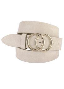 Bernd Götz BERND GÖTZ Damen Koppelgürtel, beige, casual,modisch,elegant,feminin, Gr. 85, unifarben, Leder, Gürtel, mit goldfarbener Schließe in Ringoptik