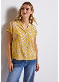 Street One Damen Shirtblusebuttercream gelb, casual, Gr. 46, bedruckt, Stoff, 100% Viskose, Blusen, aus softer Viskose