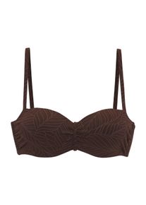 Lascana Damen Bügel-Bandeau-Bikini-Top "Fay", braun, Gr. 38, Strukturmuster, Obermaterial: 94% Polyamid, 6% Elasthan. Futter: 90% Polyester, 10%