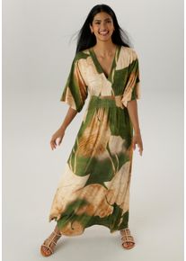 Damen Maxikleid, grün, modisch, Gr. 42, Aniston SELECTED, bedruckt, gemustert, Single Jersey, Obermaterial: 95% Viskose, 5% Elasthan, Kleider, mit
