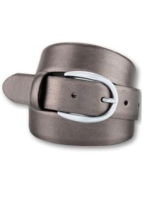 Bernd Götz BERND GÖTZ Damen Ledergürtel, grau, casual,feminin,klassisch,modisch, Gr. 95, unifarben, metallic, Leder, Gürtel, mit Designschließe in Hufeisenform