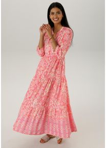 Damen Blusenkleid, pink, casual, Gr. 40, Aniston SELECTED, gemustert, bedruckt, Web, Obermaterial: 100% Viskose, Kleider, mit frisch sommerlicher