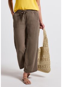Street One Damen Stoffhosemute mocha, casual, Gr. 42, unifarben, Web, Obermaterial: 100% Baumwolle, Hosen, mit elastischem Bund und Tunnelzug, im