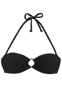 Lascana Damen Bandeau-Bikini-Top "Fay", schwarz, Gr. 36, Strukturmuster, Obermaterial: 94% Polyamid, 6% Elasthan. Futter: 90% Polyester, 10%